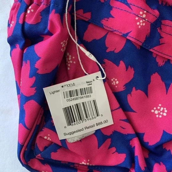Vera Bradley blue and pink lighter up just right art poppies backpack NWT - Picture 3 of 7